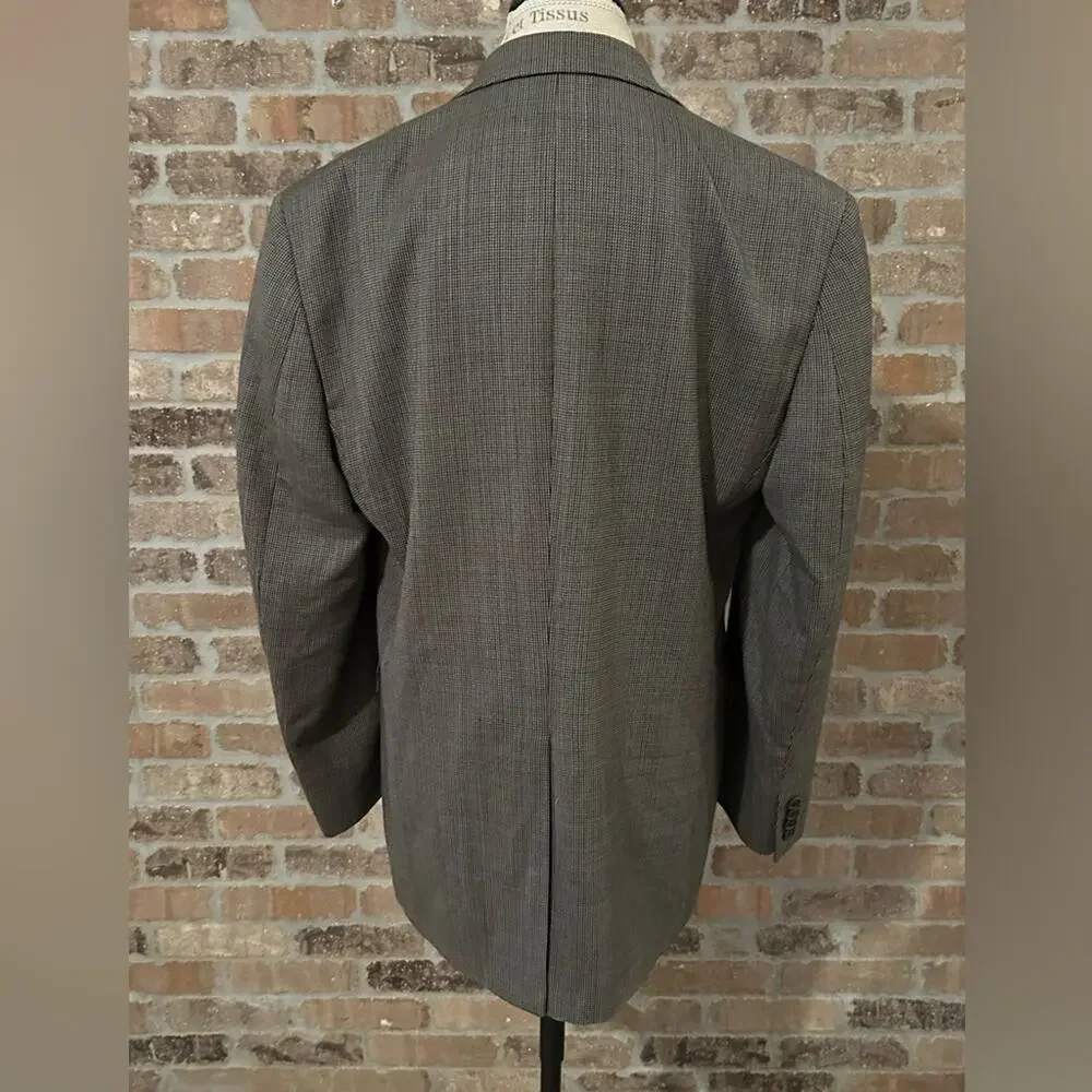 Lauren Ralph Lauren gray tan 100% wool sports coat blazer jacket plaid size 40R